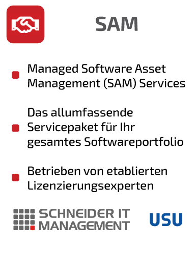 SCHNEIDER IT MANAGEMENT Software Asset Management: Managed SAM Services, Rundum-Sorglos-Paket für Ihr Software-Portfolio, betrieben von erfahrenen Software-Lizenzierungsexperten
