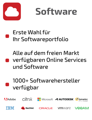 SCHNEIDER IT MANAGEMENT ist Ihre erste Wahl für alle Software Hersteller wie Microsoft Citrix Adobe Autodesk Red Hat IBM VMware Veeam Symantec Oracle